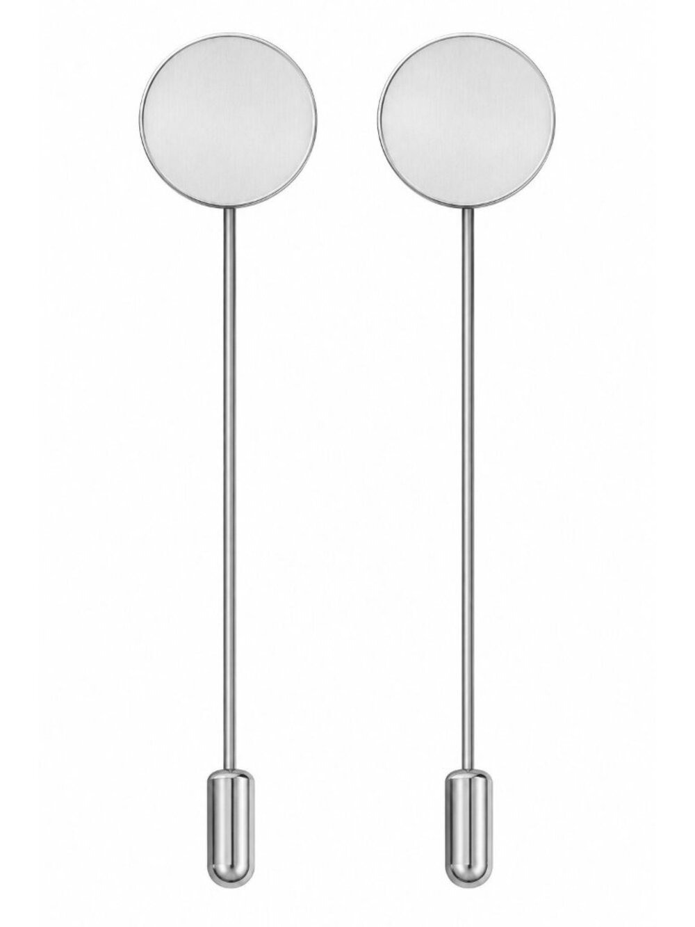 Silver Stick Pin Blanks Set of 2 Round Pad Brooch Pin Bases DIY Corsage Pins